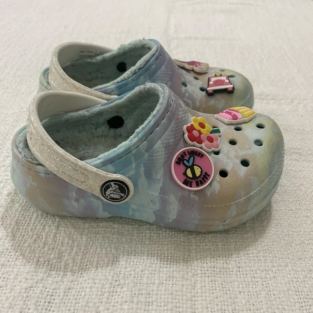 Crocs Kid's Classic Tie Dye Lined Clog Kid's Slippers 207322 Size C9 Unisex
